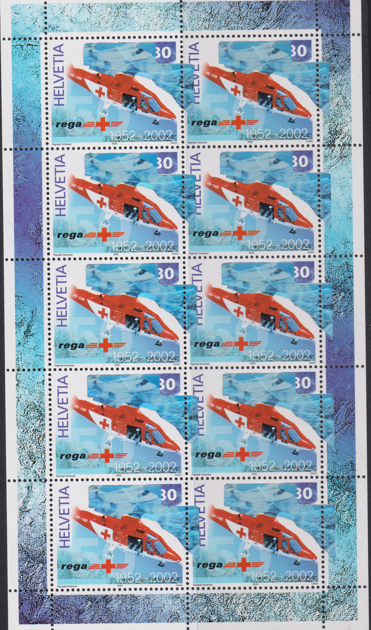 50 Jahre Rega Block Abart mit Attest